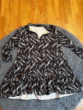 Ruti Black White Abstract Printed V Neck Mini Dress Size S